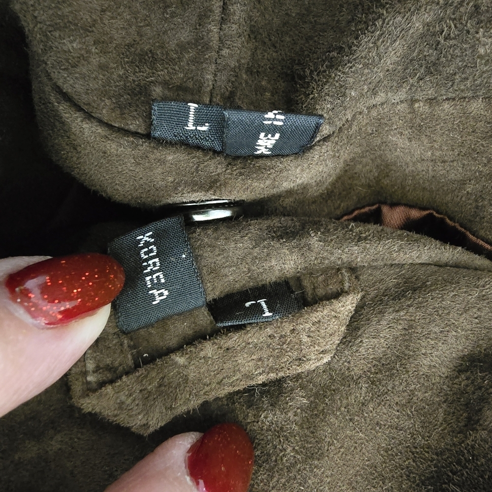 Andrew Marc Brown Sz L Bomber Jacket Leather Faux Fur Insert Vest zip out - Picture 15 of 16